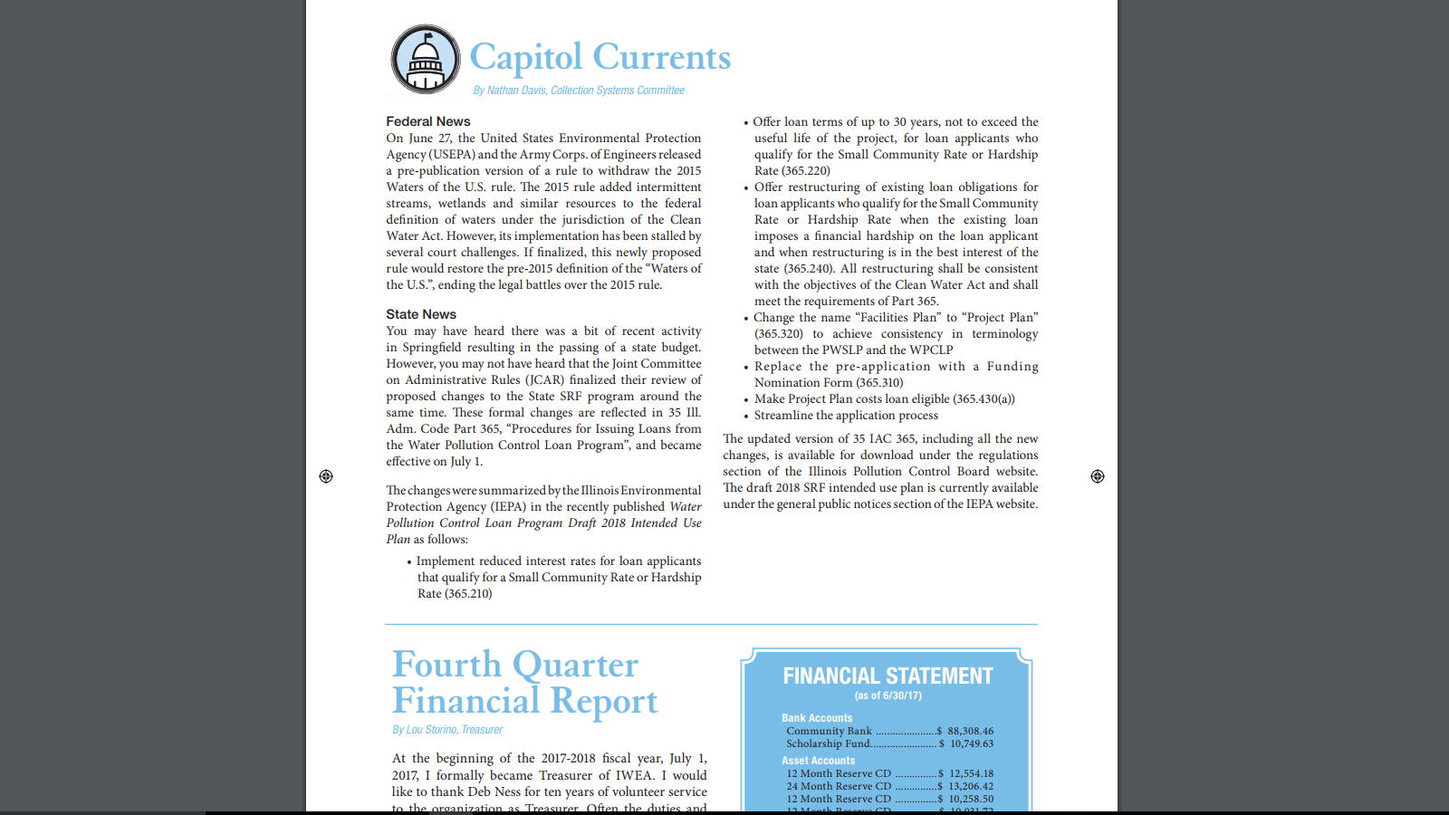 IWEA Clarifier article from Nate Davis Summer 2017